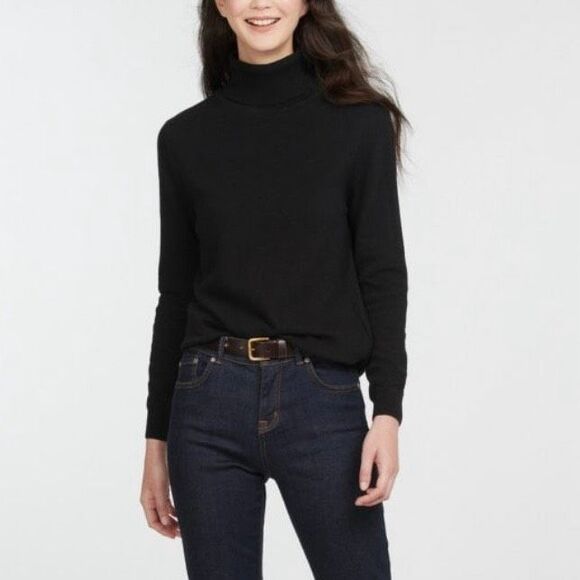 NWT Barbour Pendle Wool Blend Turtleneck Sweater Tartan Patches Women 6 Black - Picture 7 of 11